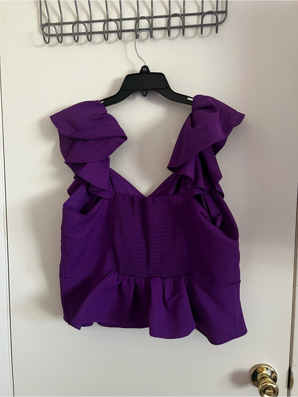 Express Purple Peplum Ruffle Tank - Picture 2 of 4